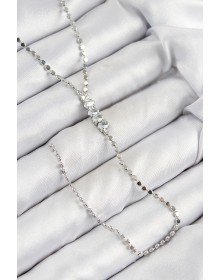 Brass Zircon Stone Crushed Chain Model Silver Color Y Necklace
