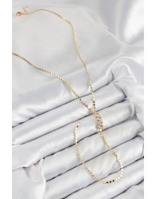 Brass Zircon Stone Crushed Chain Model Gold Color Y Necklace