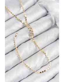 Brass Zircon Stone Crushed Chain Model Gold Color Y Necklace