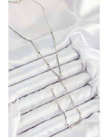 Brass Zircon Stone Crushed Chain Starfish Model Silver Color Y Necklace