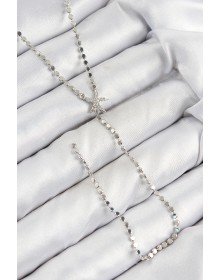 Brass Zircon Stone Crushed Chain Starfish Model Silver Color Y Necklace