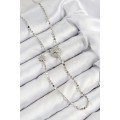 Brass Zircon Stone Crushed Chain Medallion Model Silver Color Y Necklace