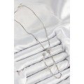 Brass Zircon Stone Crushed Chain Medallion Model Silver Color Y Necklace