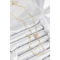 Brass Zircon Stone Crushed Chain Medallion Model Gold Color Y Necklace