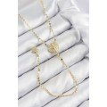 Brass Zircon Stone Crushed Chain Medallion Model Gold Color Y Necklace