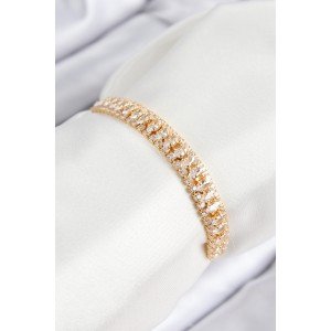 Brass Zircon Stone Tennis Model Gold Color Elevator Women's Bracelet