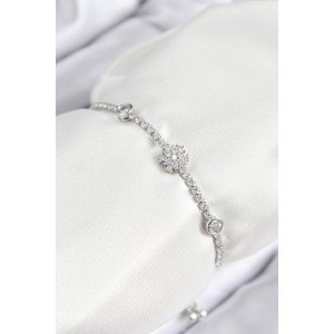 Brass Zircon Stone Snowflake Model Silver Color Elevator Women's Bracelet