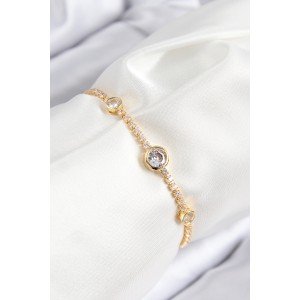 Brass Zircon Stone Circle Model Gold Color Elevator Women's Bracelet
