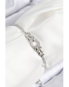 Brass Zircon Stone Chain Model Silver Color Elevator Women's Bracelet
