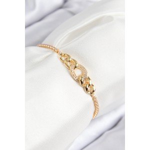 Brass Zircon Stone Chain Model Gold Color Elevator Women's Bracelet