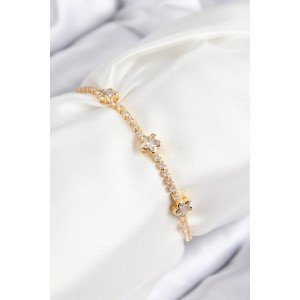 Brass Zircon Stone Star Model Gold Color Elevator Women's Bracelet