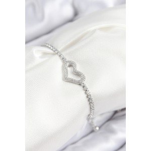 Brass Zircon Stone Heart Model Silver Color Elevator Women's Bracelet