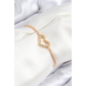 Brass Zircon Stone Heart Model Gold Color Elevator Women's Bracelet