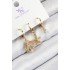 Brass Zircon Stone 3-Piece Oyster and Star Model Gold Color Women's Earrings