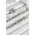 Brass Zircon Stone Bow and Heart Model Silver Color Women's Ring Combination Set