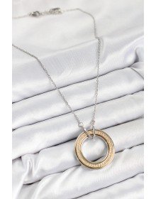 316L Steel Zircon Stone Rotating Circle Model Gold and Silver Color Women's Necklace