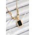 316L Steel Zircon Stone Black Baguette Model Gold Color Women's Necklace