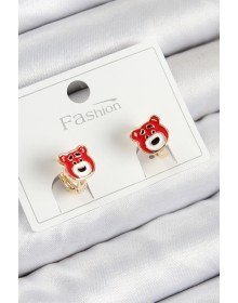 Brass Teddy Bear Model Gold Color Children's Earring