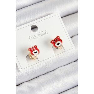 Brass Teddy Bear Model Gold Color Children's Earring
