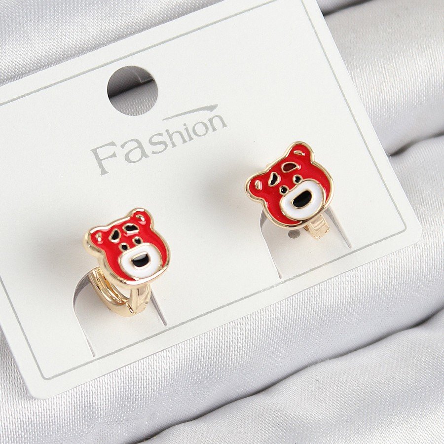 Brass Teddy Bear Model Gold Color Children s Earring