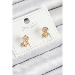 Brass Zircon Stone Ice Cream Model Gold Color Children's Earring