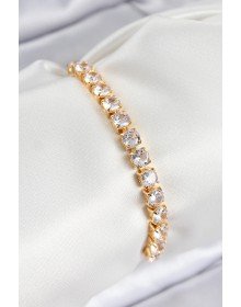 Brass Zircon Stone Square Model Gold Color Elevator Women's Bracelet