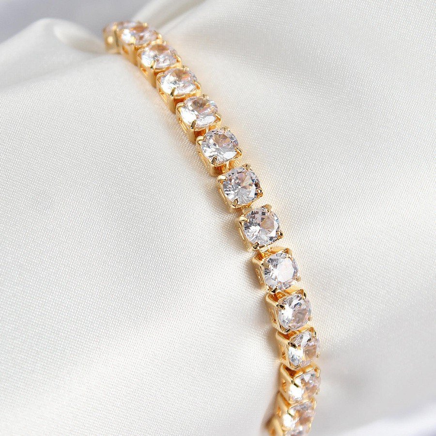 Brass Zircon Stone Square Model Gold Color Elevator Women s Bracelet