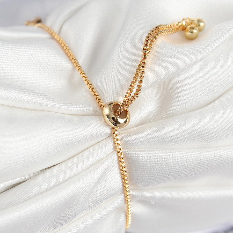Brass Zircon Stone Square Model Gold Color Elevator Women s Bracelet