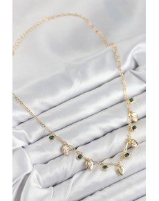 Brass Zircon Stone Dangle Drop Model Gold Color Women's Necklace