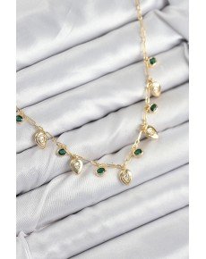 Brass Zircon Stone Dangle Drop Model Gold Color Women's Necklace