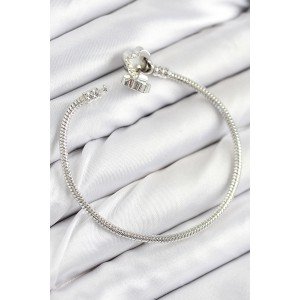 Brass Charm Zircon Stone Clover Model Silver Color Women's Bracelet