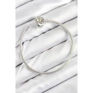 Brass Charm Bead Model Silver Color Women's Bracelet