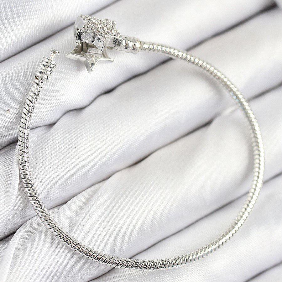 Brass Charm Zircon Stone Star Model Silver Color Women s Bracelet