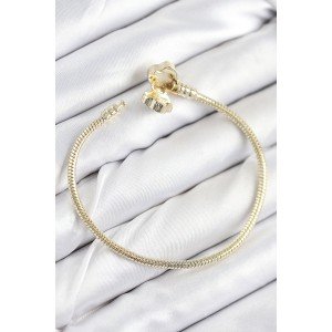 Brass Charm Zircon Stone Clover Model Gold Color Women's Bracelet