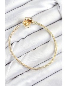 Brass Charm Zircon Stone Heart Model Gold Color Women's Bracelet