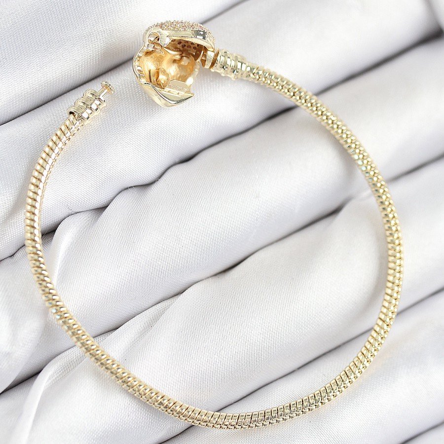 Brass Charm Zircon Stone Heart Model Gold Color Women s Bracelet