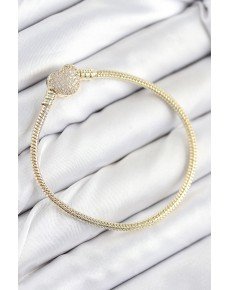 Brass Charm Zircon Stone Heart Model Gold Color Women's Bracelet