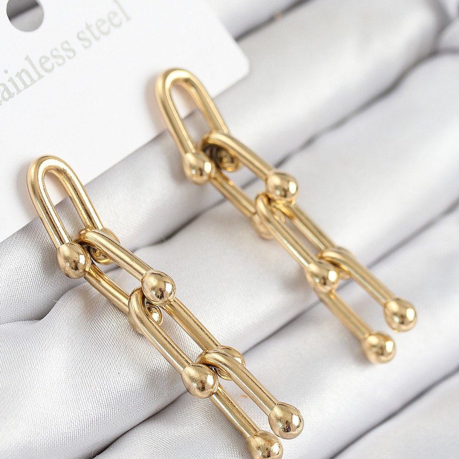 316L Steel Dangle Tiffany Model Gold Color Women s Earrings