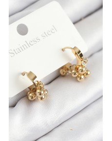 316L Steel Beaded Ring Model Gold Color Women's Earrings