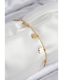 316L Steel Row Clover Model Gold Color Women's Bracelet
