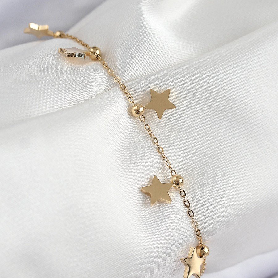 316L Steel Row Star Model Gold Color Women s Bracelet