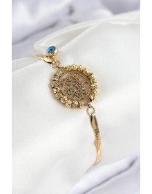 316L Steel Evil Eye Bead Detailed Tree of Life Model Italian Chain Gold Color Women's Bracelet
