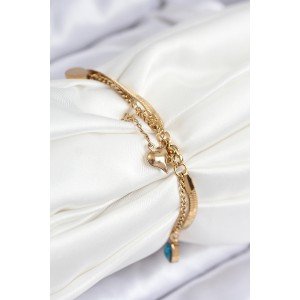 316L Steel Evil Eye Bead Detailed Blue Zircon Stone Model Italian Chain Gold Color Women's Bracelet