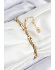 316L Steel Evil Eye Bead Model Twist Chain Gold Color Women's Bracelet