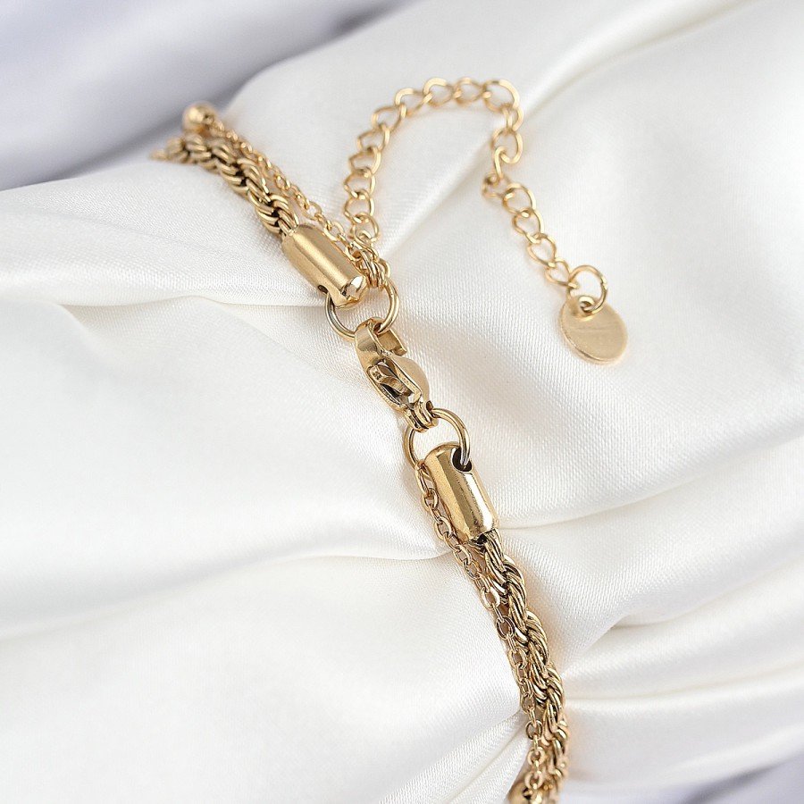 316L Steel Evil Eye Bead Model Twist Chain Gold Color Women s Bracelet