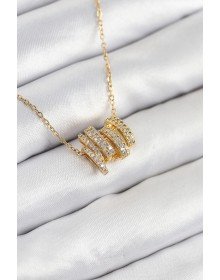 316L Steel Zircon Stone Spiral Model Gold Color Women's Necklace