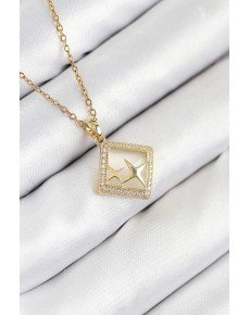 316L Steel Zircon Stone Star Model Gold Color Women's Necklace