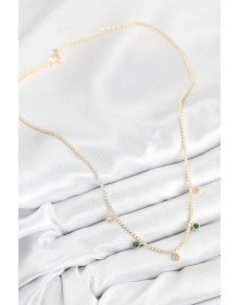 Brass Zircon Stone Waterway Drop Model Gold Color Women's Necklace