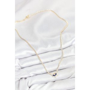 Brass Zircon Stone Waterway Eye Model Gold Color Women's Necklace