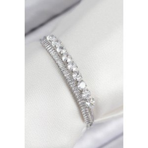 Brass Zircon Stone Waterway Model Silver Color Women's Bracelet